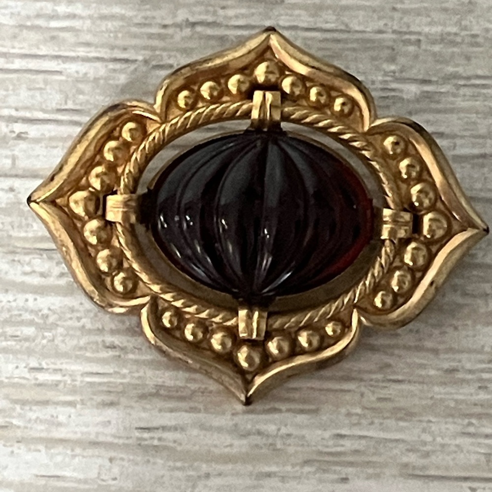 Vintage Spiedel Red Cabochon Brooch